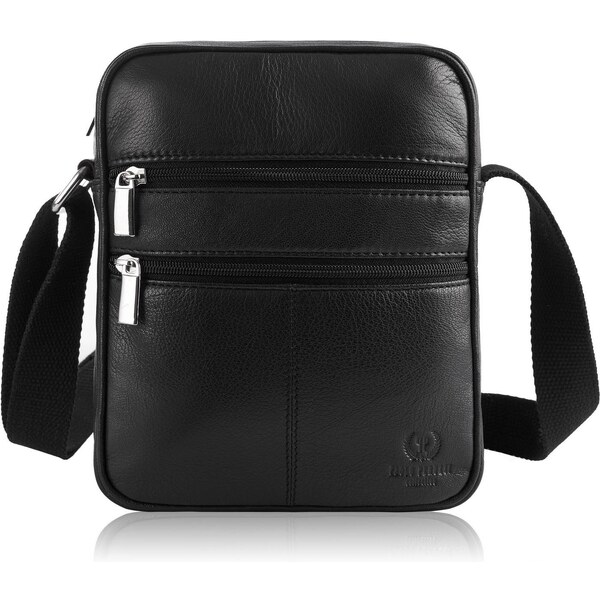 PAOLO PERUZZI Pánska kožená taška cez rameno | čierna T-74-BL 62021732