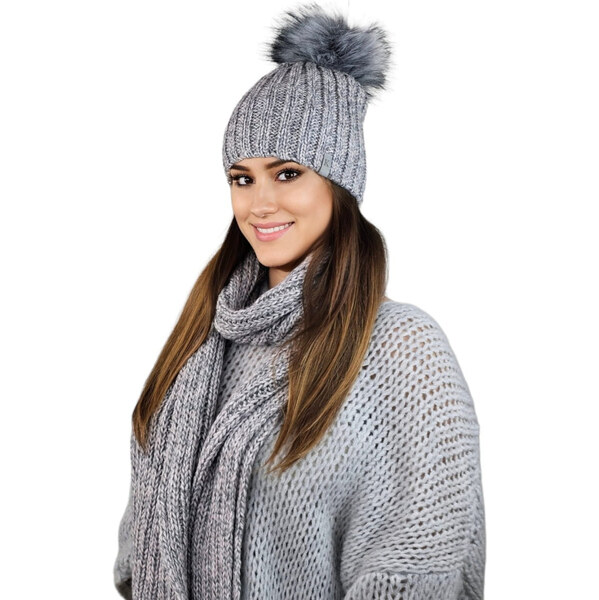 Súprava čiapky a šálu K.22.261.05 Light grey - Kamea 62023734
