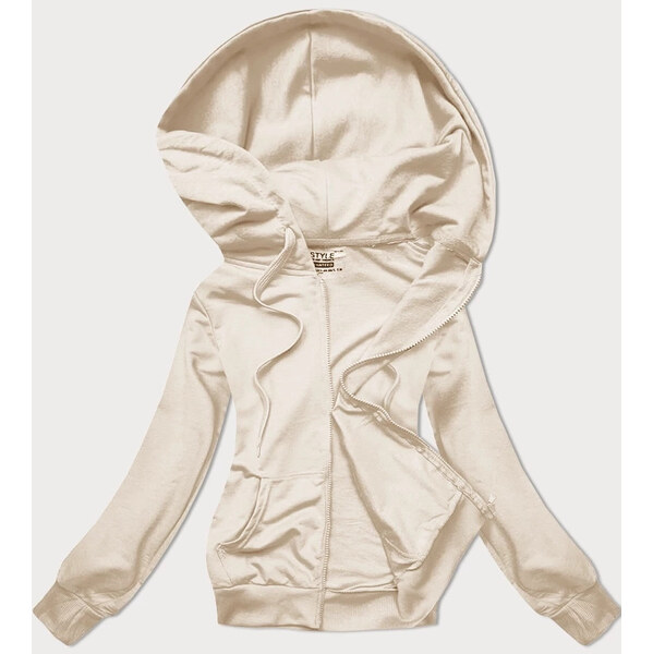 Dámska mikina na zips v ecru farbe 68W08- J.Style 62023769