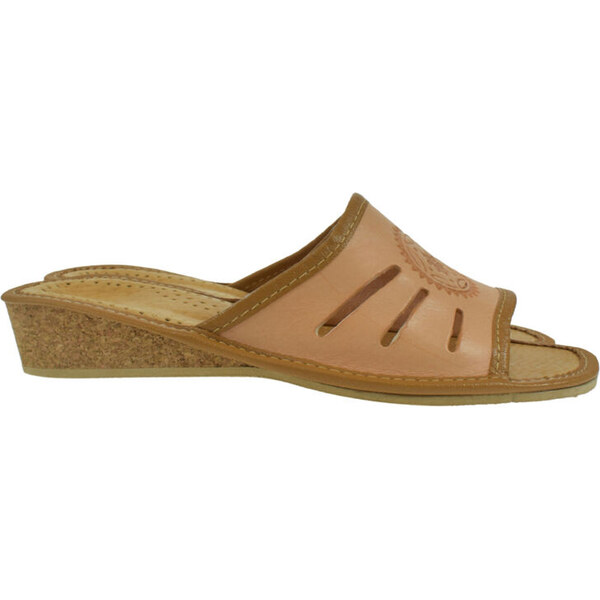 JOHN-C Dámske kožené hnedé papuče IRMA 62030821