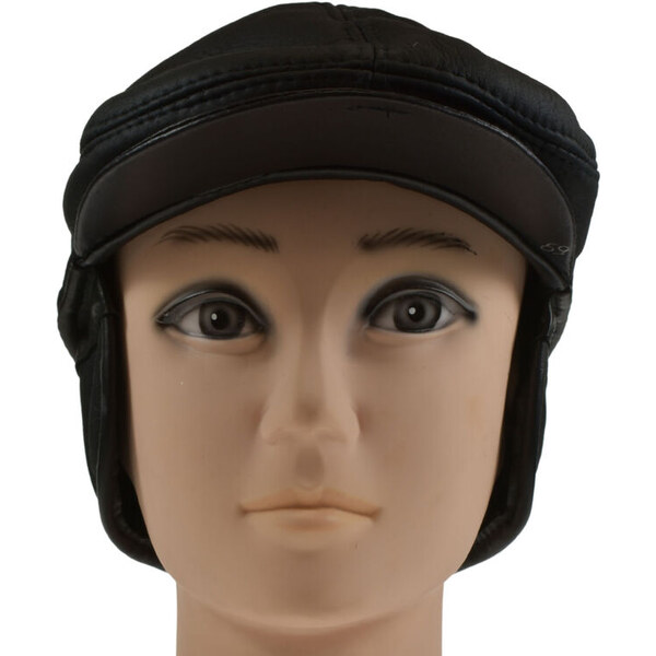 JOHN-C Pánska kožená čierna čiapka KAMIL 62030823