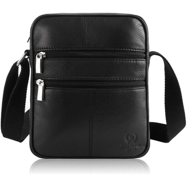 PAOLO PERUZZI Pánska kožená taška na rameno T-74-BL čierna 62987581