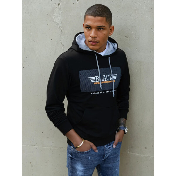 Pánska mikina s potlačou čierna Dstreet BX5383 65504486