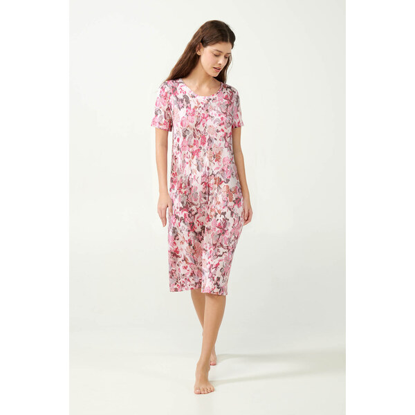 Kvetinová nočná košeľa 21047 ružová - Vamp 62041819