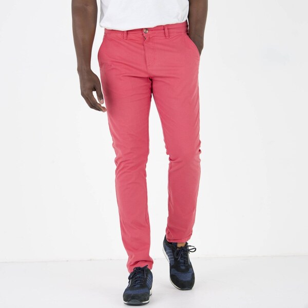 Chino nohavice zo strečového kepru, klasický strih koralová 040 62054588