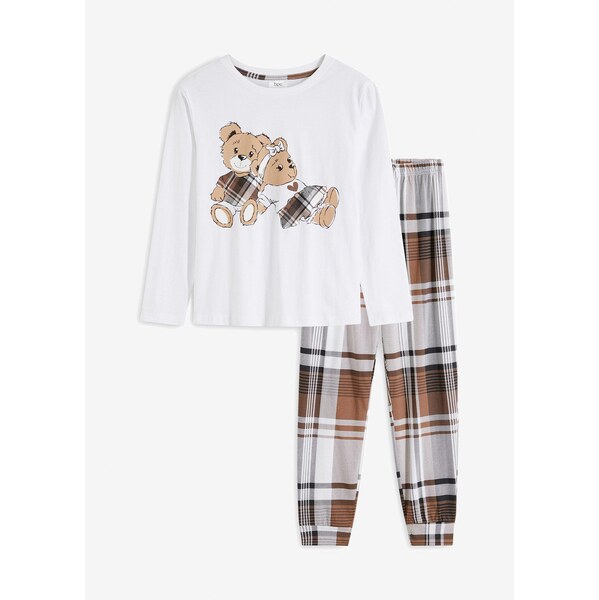 bonprix Pyžamo z čistej bavlny (2-dielna sada), farba biela 62055329