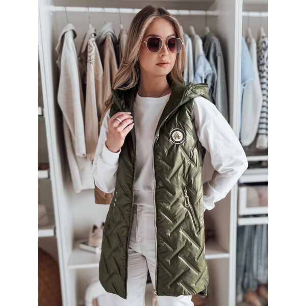 BASIC Dámska tmavozelená hrejivá vesta s prešívaním GRANDI TY4827 62068614