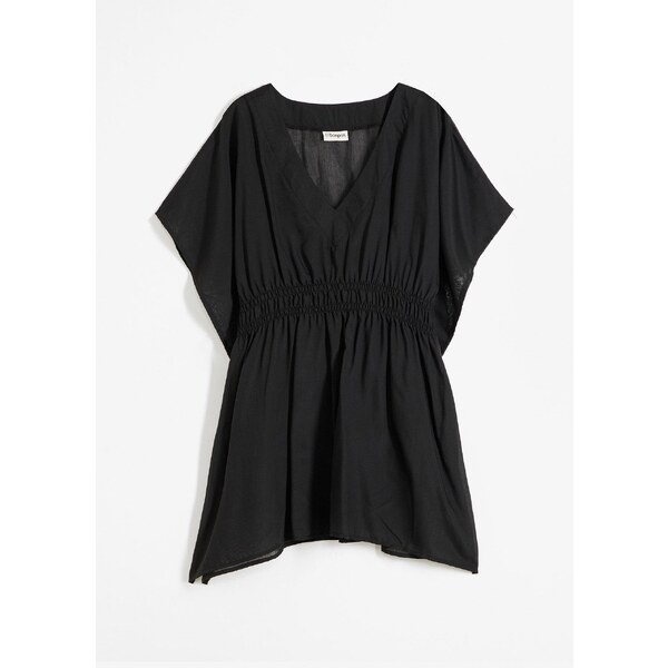 bonprix Plážová tunika, s výstrihom do V, transparentná, farba čierna 44742329