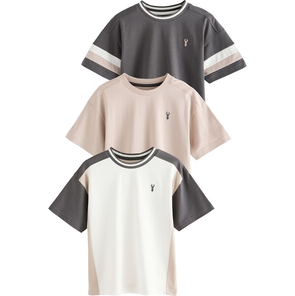 Next Tričko béžová / antracitová / šedobiela 65874686