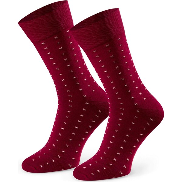 BASIC Vínové pánske vzorované ponožky Art.056 HC250, BURGUNDY 61704816