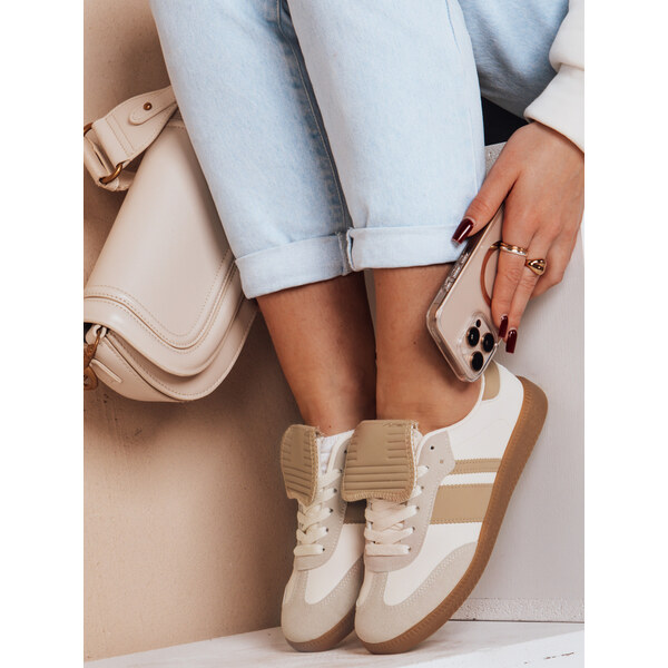 BASIC Dámske béžové tenisky s plochou gumovou podrážkou SNIKARI ZY0641 62110455