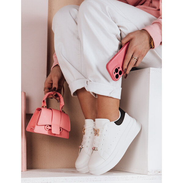 BASIC Biele dámske tenisky s čiernymi akcentmi SOFTLINE ZY0632 62110453