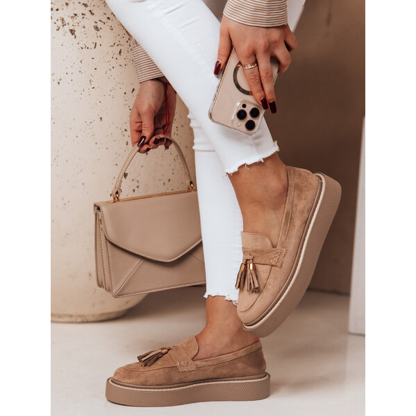 BASIC Béžové dámske mokasíny na platforme TASSME ZY0695 62110461