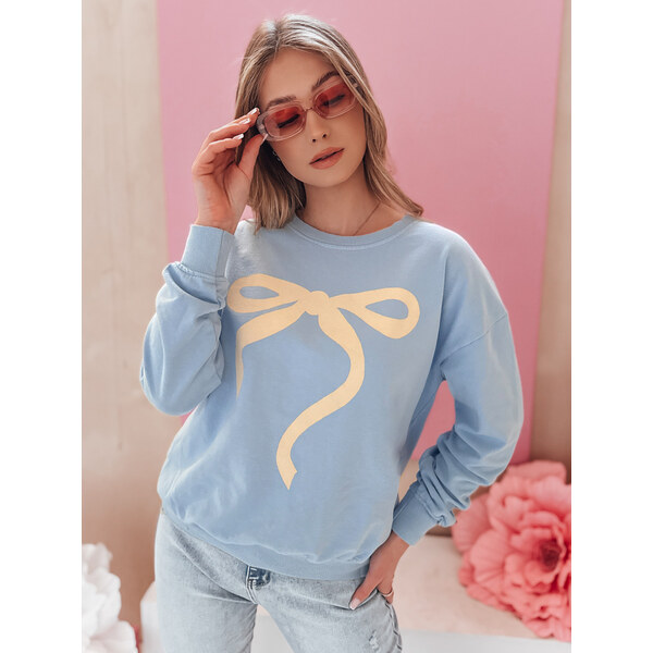 BASIC Svetlomodrá dámska mikina s okúzľujúcou potlačou mašle SOFTTIE 62110480