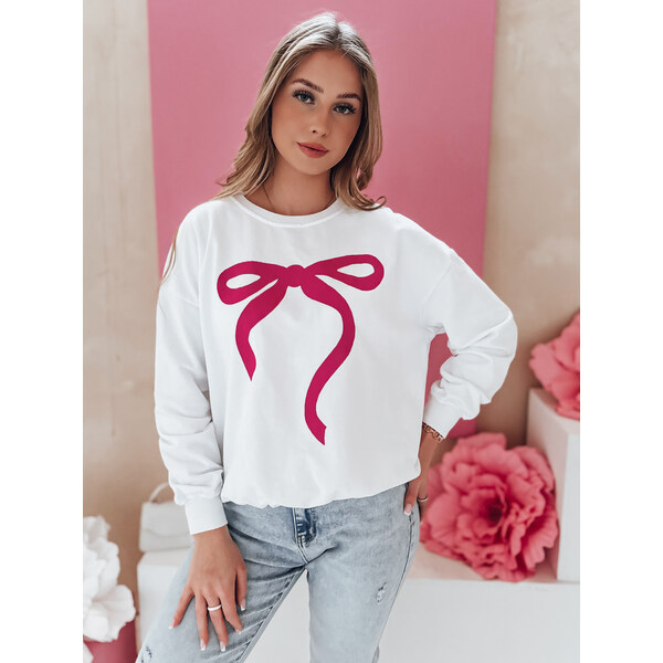 BASIC Biela dámska mikina s okúzľujúcou potlačou mašle SOFTTIE BY1359 62110481