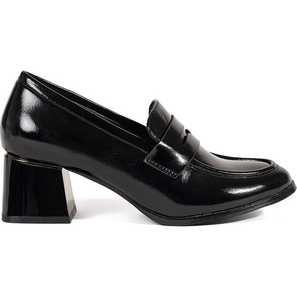 Goodin Čierne dámske poltopánky na podpätku, podpätok 5 cm GD-FL471B 62110484