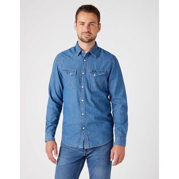 Pánska riflová košeľa WRANGLER W5F25K14V LS WESTERN SHIRT MID STONE 61574029