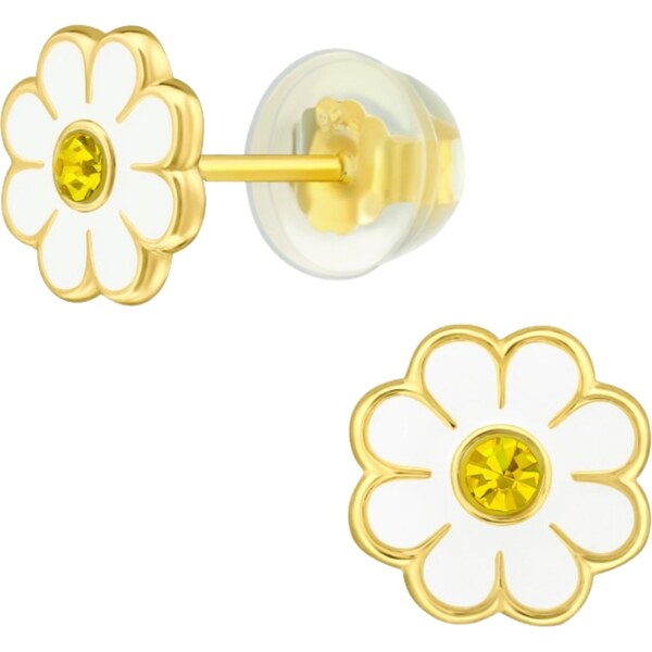 MAJYA Strieborné náušnice biela KVETINA 11760 64582556