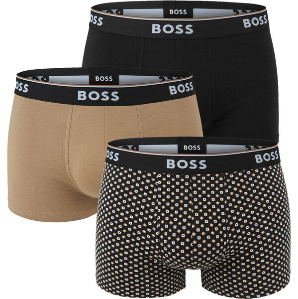 BOSS - boxerky 3PACK Power cotton stretch modern tiles design & black 62128785