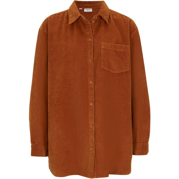 bonprix Košeľa, kordová, z bavlny, farba hnedá 45359296