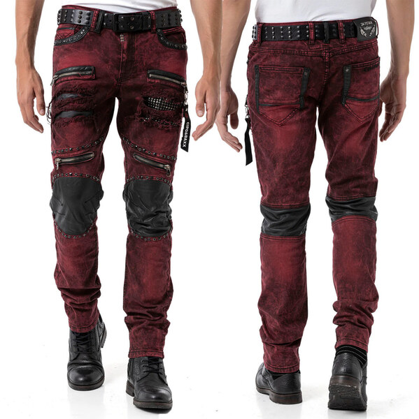 CIPO & BAXX nohavice pánske CD481 L:32 slim fit nýty zipy 62152299