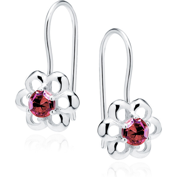 Olivie Detské strieborné náušnice KVIETOK RUBY 1627 14270933