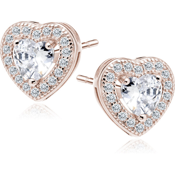 Olivie Strieborné náušnice RUŽOVÉ SRDCE 3066 10470076