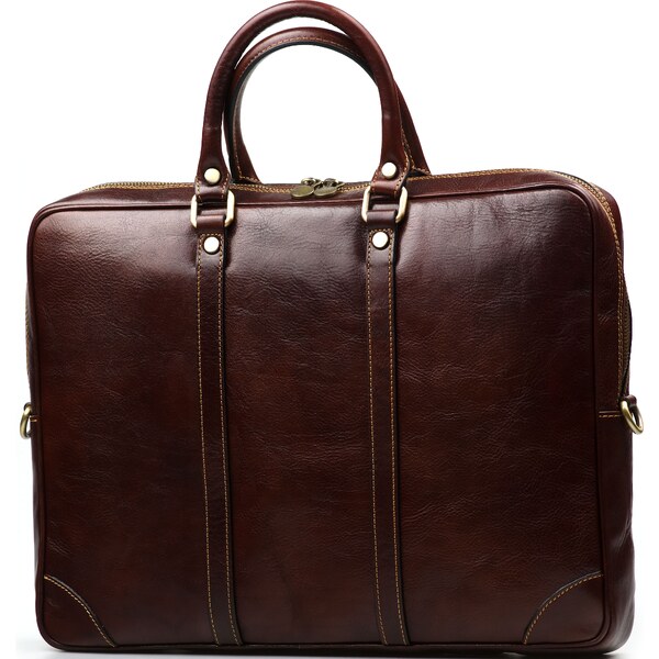 Blaire Kožená pracovná taška Gavin tmavo hnedá 64987988