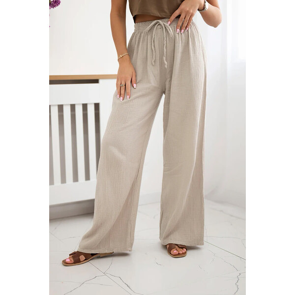 Fashionweek Dámske mušelínové bavlnené nohavice K3204 67258231