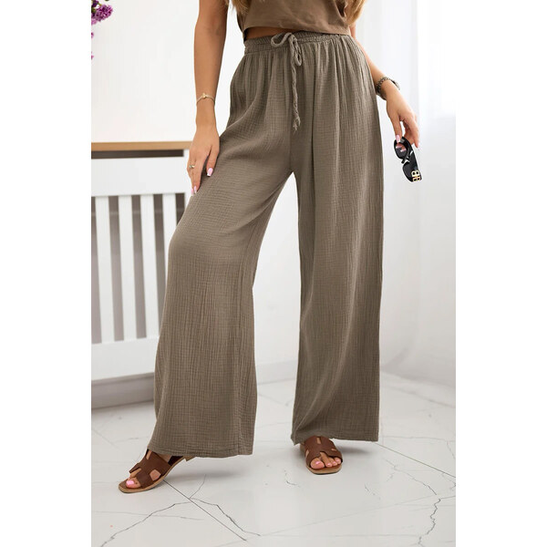 Fashionweek Dámske mušelínové bavlnené nohavice K3204 62211053