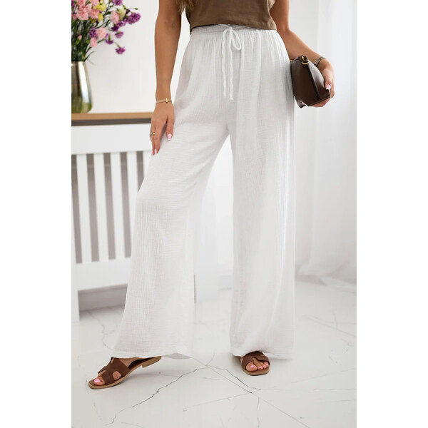 Fashionweek Dámske mušelínové bavlnené nohavice K3204 62211055