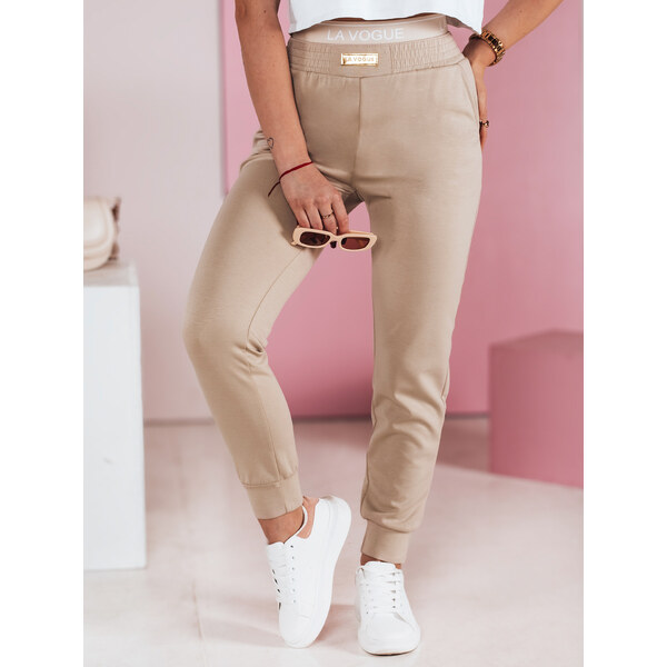 DStreet Dámske slim fit tepláky LA VOGUE béžové 65388789