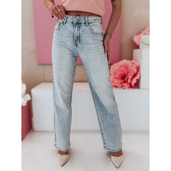 BASIC Dámske modré široké džínsy s vysokým pásom DIAMONTI UY2475 62181058