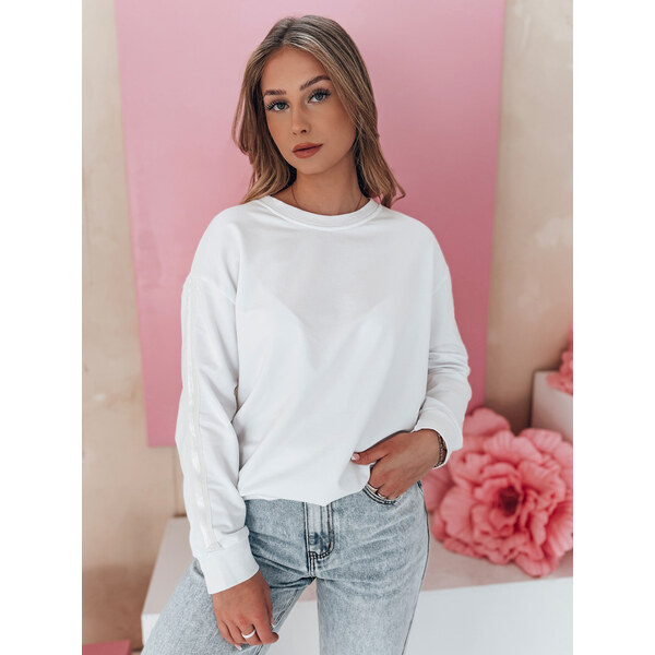 BASIC Biela dámska mikina s jemnými detailmi LUMIVIA BY1372 62181071
