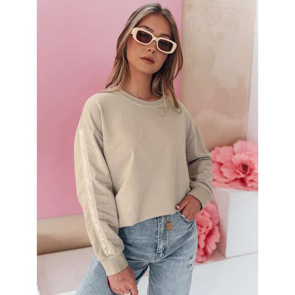 BASIC Béžová dámska mikina s jemnými detailmi LUMIVIA BY1374 62181073