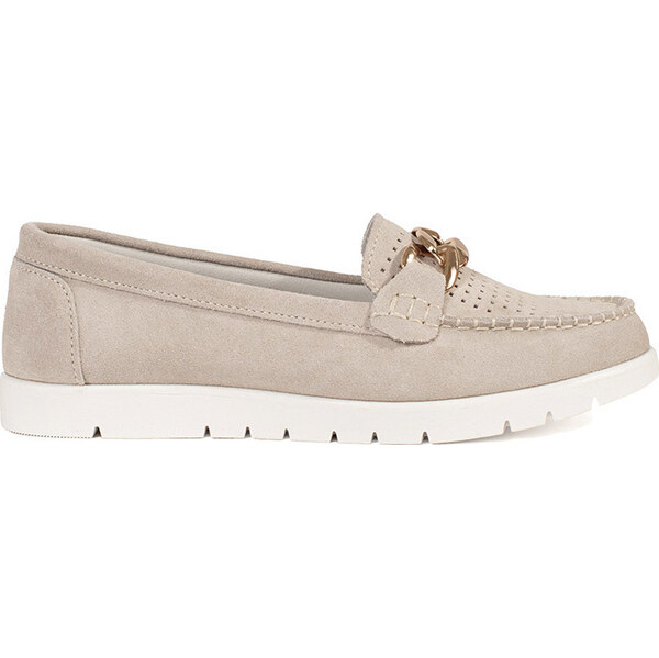 Goodin Kožené béžové mokasíny s retiazkou GD-XF-93BE 62181081