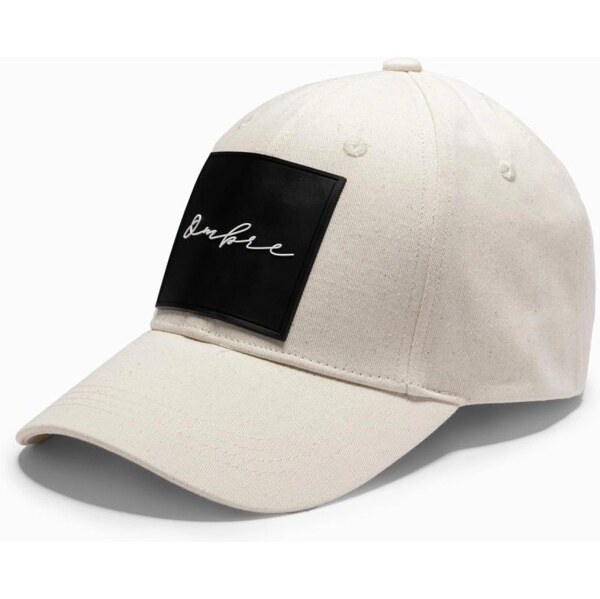 Ombre Clothing Pánska krémová šiltovka s veľkou nášivkou V4 ACCS-0101 62190744