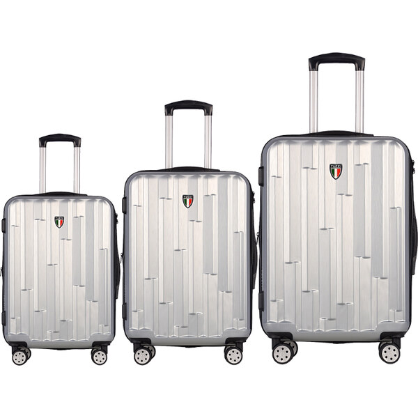 Sada cestovných kufrů TUCCI Riflettore T-0272/3 ABS - strieborná 62194473