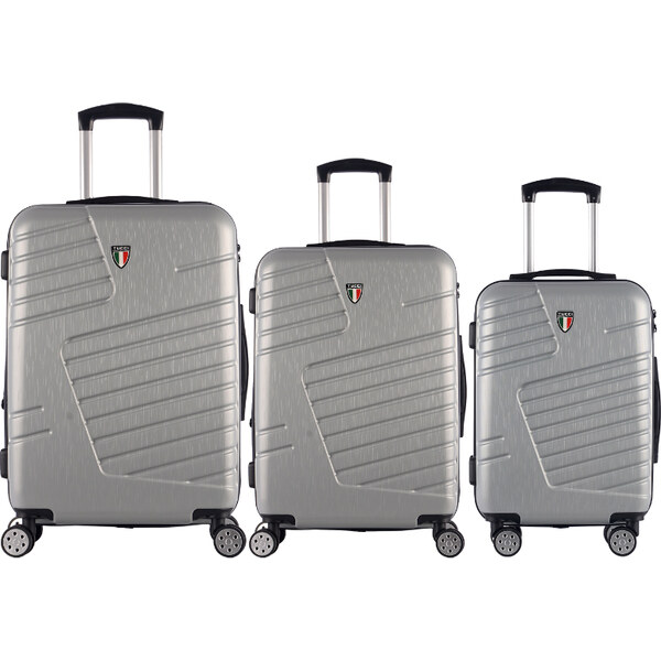 Sada cestovných kufrů TUCCI Boschetti T-0278/3 ABS - strieborná 62194485