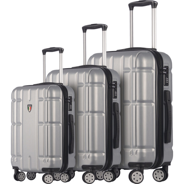 Sada cestovných kufrů TUCCI Massa T-0279/3 ABS - strieborná 62194569