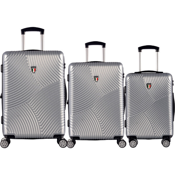 Sada cestovných kufrů TUCCI Srotolare T-0277/3 ABS - strieborná 62194571