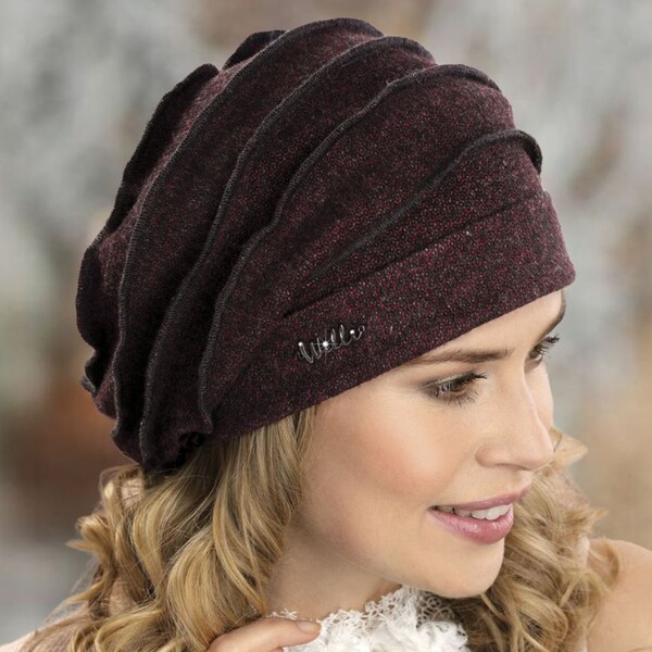 KRUMLOVANKA Dámska zimná čiapka W-0072/Z5N bordó melange 62196176