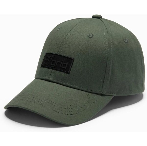 Ombre Clothing Trendy khaki šiltovka s nášivkou V6 ACCS-0104 62197078