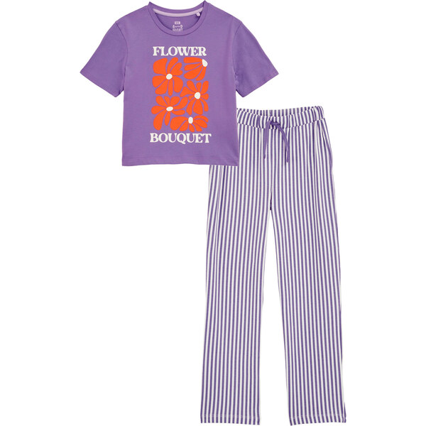 WE Fashion Pyžamo fialová / tmavooranžová / šedobiela 62434134