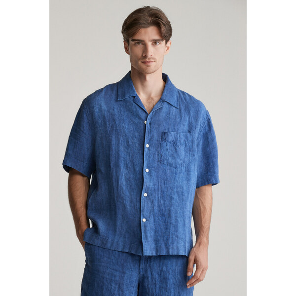 KOŠEĽA GANT REL LINEN RESORT SHIRT RICH BLUE 62201169