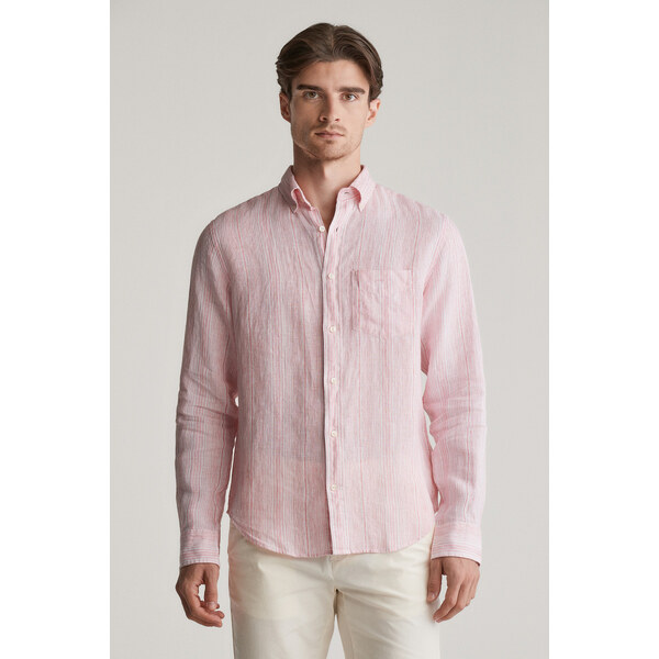 KOŠEĽA GANT REG LINEN STRIPE SHIRT GERANIUM PINK 62201166
