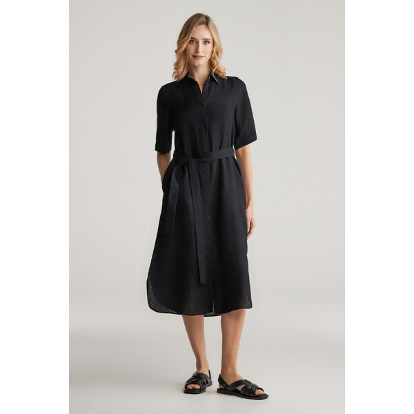 ŠATY GANT REG LINEN SS SHIRT DRESS BLACK 62201201