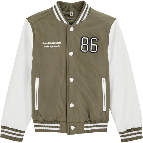 WE Fashion Prechodná bunda olivová / čierna / biela 62464150