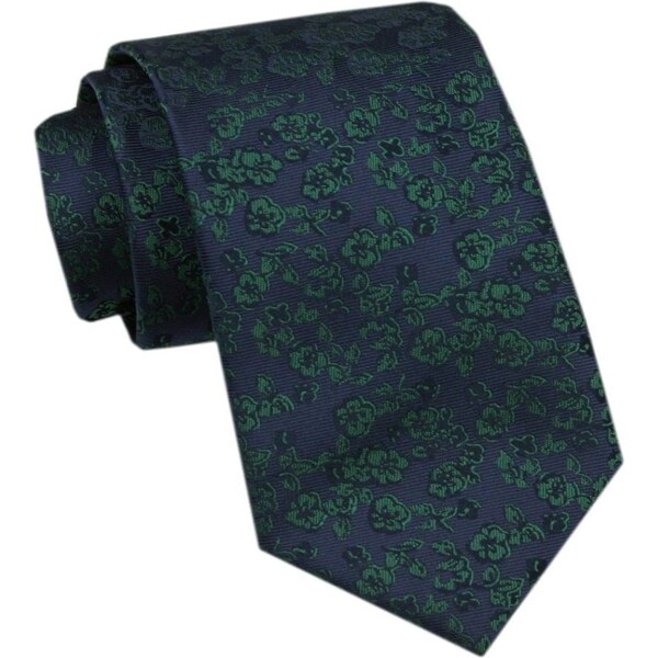 Tmavomodrá pánska kravata s kvetinovým vzorom 62353537