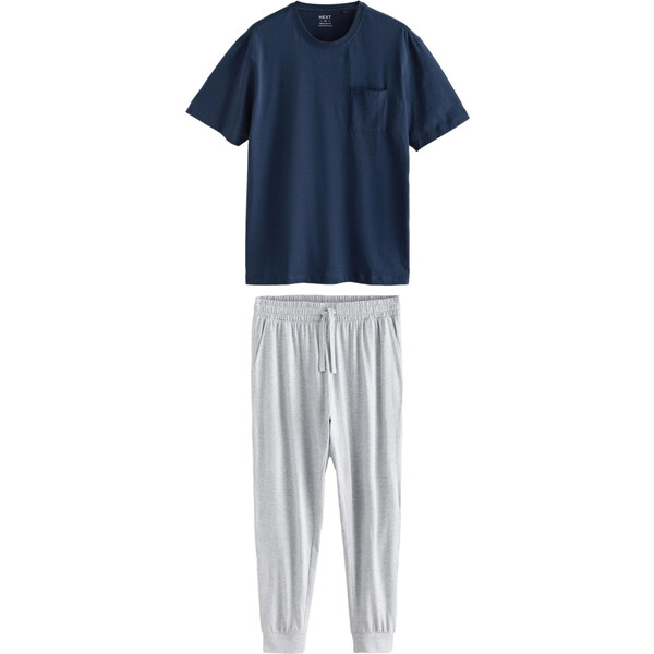 Next Dlhé pyžamo námornícka modrá / sivá 62225670